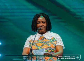 Prof Jane Naana Opoku-Agyemang addressing attendants at the TEIN App launch on Monday.