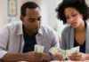 Couple counting money